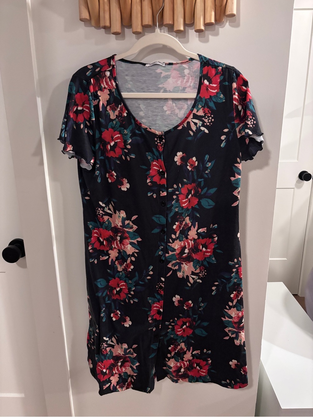 Women's Floral Short Sleeve Sleep Dress